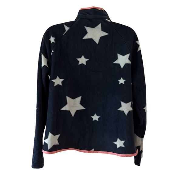 Simply Southern Navy Blue Star Print Fleece Jacket Woman Size Small Snap Front - Picture 3 of 10